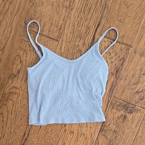 Light Blue Ribbed Crop Cami